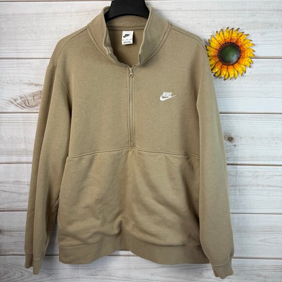 Nike Men's Tan Quarter Zip Pullover Sweatshirt XXL - Picture 1 of 4